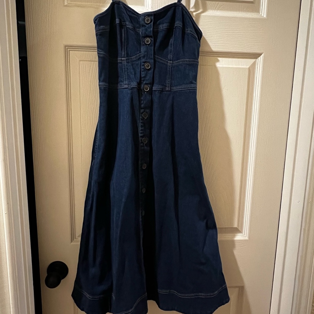 Universal Thread Dark Blue Button-Down Denim Dress